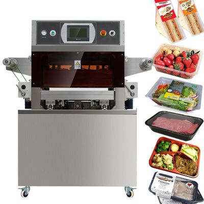 qualità  semi automatic food modified atmosphere vacuum tray sealer map vacuum tray sealing machine with gas filling fabbrica